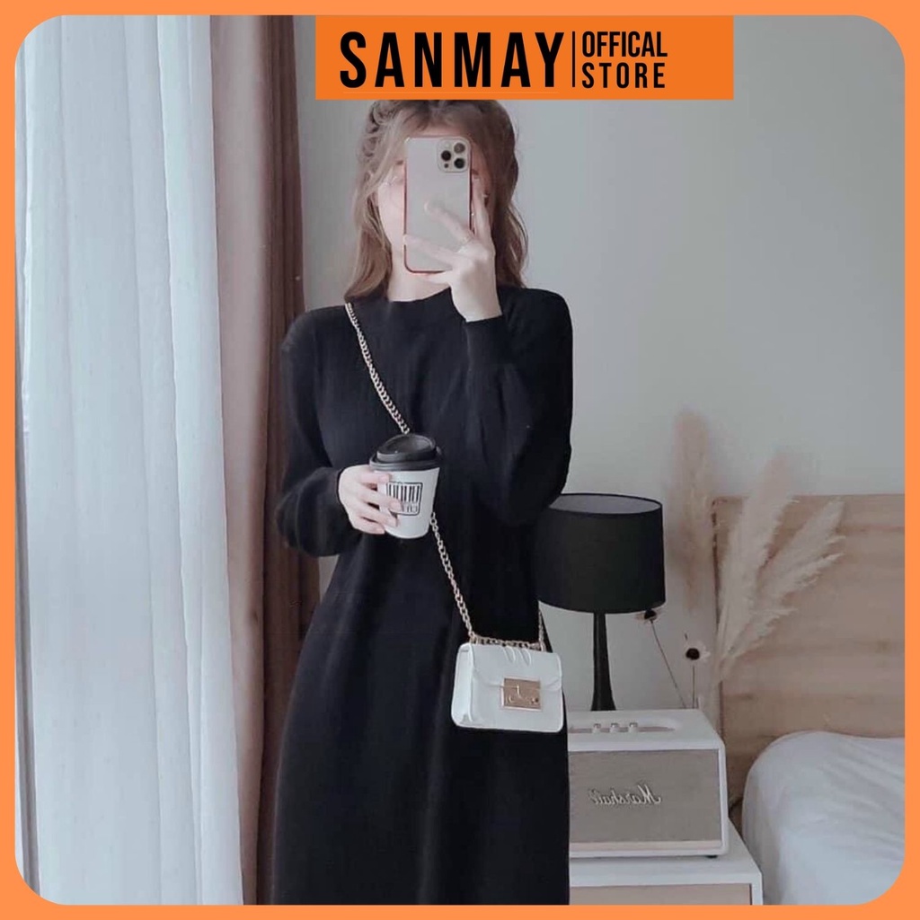 Váy Len Suông Thun Nữ Dáng Dài Trơn SANMAY Đầm Đi Dự Tiệc Cưới Đi Chơi Cao Cấp Thiết Kế Hàn Quốc Công Sở Trắng Đen VD013 | BigBuy360 - bigbuy360.vn