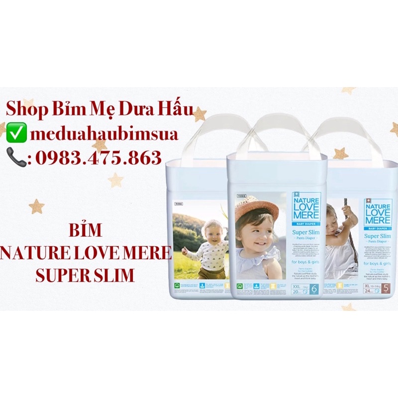 BỈM NATURE LOVE MERE SUPERSLIM NỘI ĐỊA HÀN QUỐC SIÊU MỎNG MỀM THẤM HÚT TỐT ĐỦ SIZE S26/M24/L22/XL20meduahaubimsua