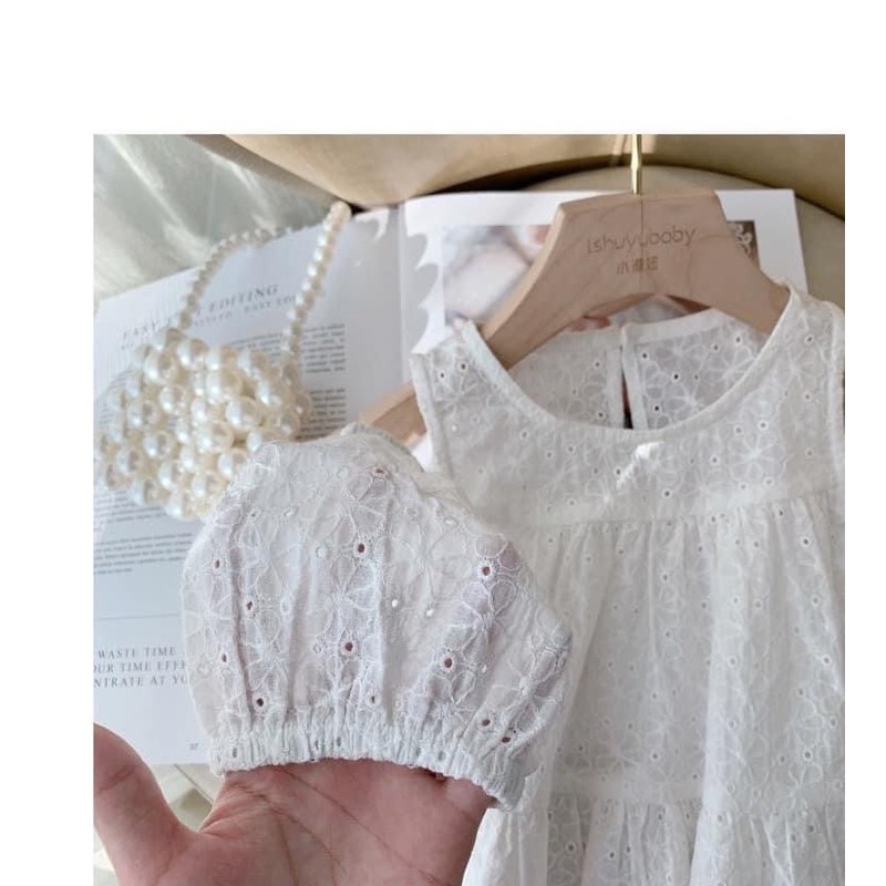 Áo cộc bé gái trễ vai babydoll cho bé gái ( hàng sẵn,chất vải thô mát)