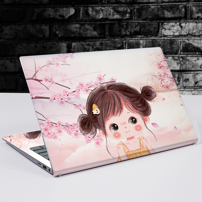 Miếng Dán Laptop - Mẫu bé gái hồng cute - Dán cho Dell, Hp, Asus, Lenovo, Acer, MSI, Surface,Vaio, Macbook