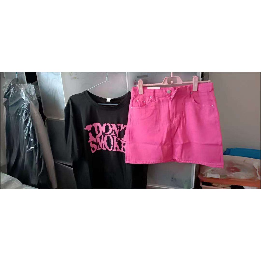 Set áo thun và chân váy denim thời trang xinh xắn cho nữ (Có bán lẻ)