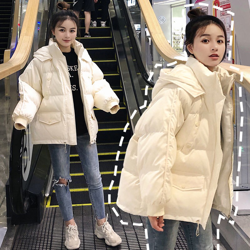 ♀Winter áo khoác dạ nữ bánh mì phiên bản hàn quốc, dáng suông, cotton 2020, ngắn dày dặn