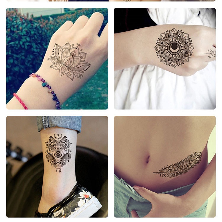 Hình xăm dán tạm thời chống nước họa tiết hoa Mandala quyến rũ cho nữ