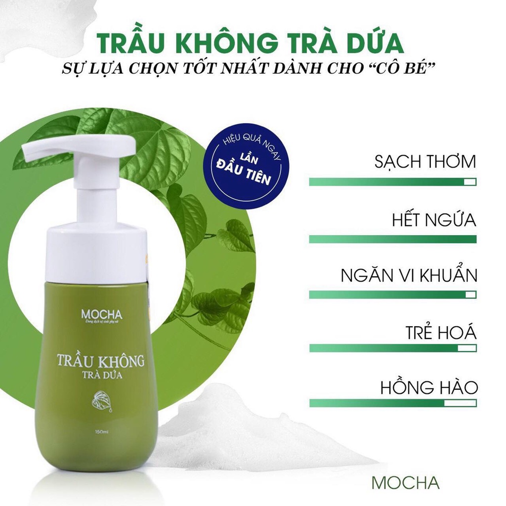 [MUA 1 TẶNG 1] Dung Dịch Vệ Sinh Trầu Không Trà Dứa Mocha, Dạng Bọt Biển Tự Nhiên Siêu Dày Siêu Mịn Đầu Tiên