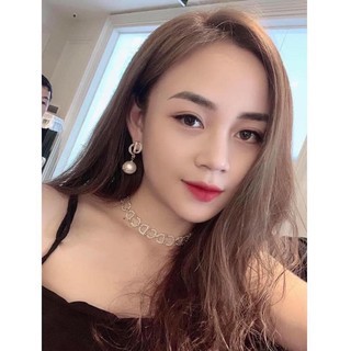 Dây chuyền choker ngọc thương hiệu siêu sang chảnh thanh tú phong cách Hàn Quốc (khuyên tai bán lẻ)