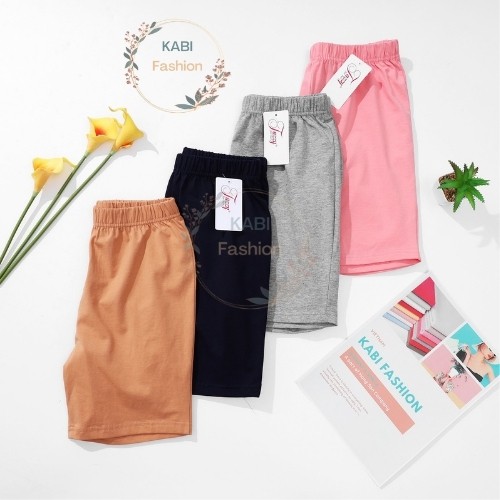 Quần đùi nữ KABI quần short legging ngắn dáng ôm thun cotton bốn chiều màu trơn hồng xám xanh đen | BigBuy360 - bigbuy360.vn