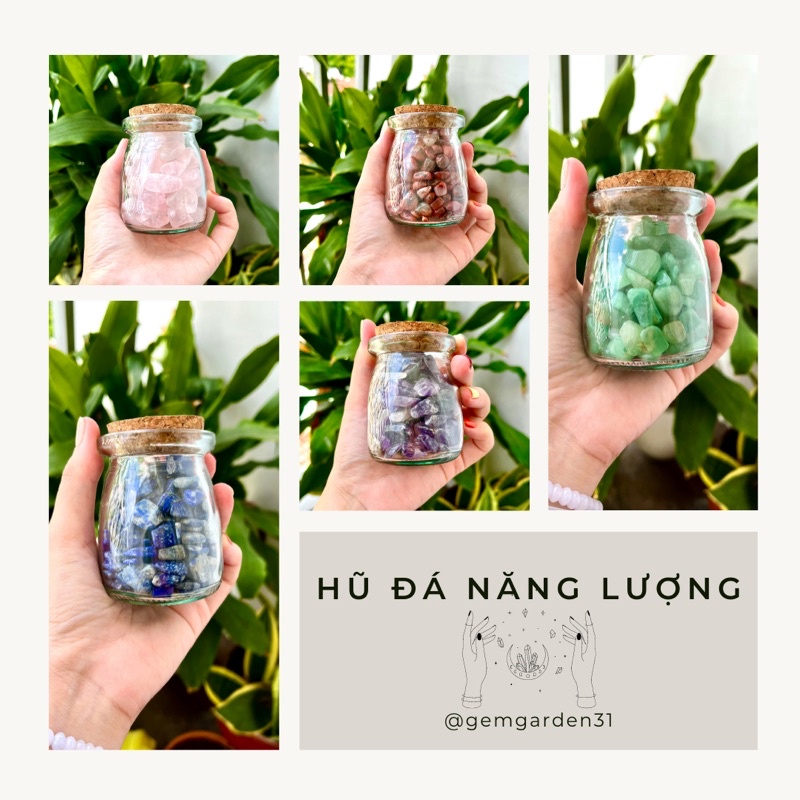Lọ đá thanh tẩy, vụn đá phong thuỷ, hũ đá năng lượng
