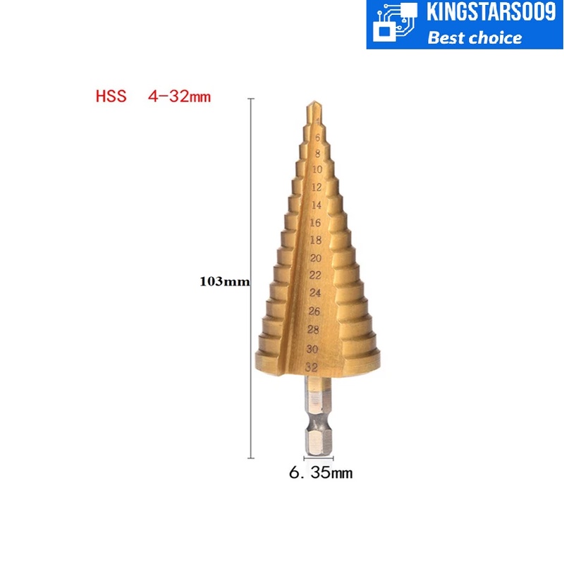 Mũi khoan tháp 3-12mm chuôi lục giác 1/4