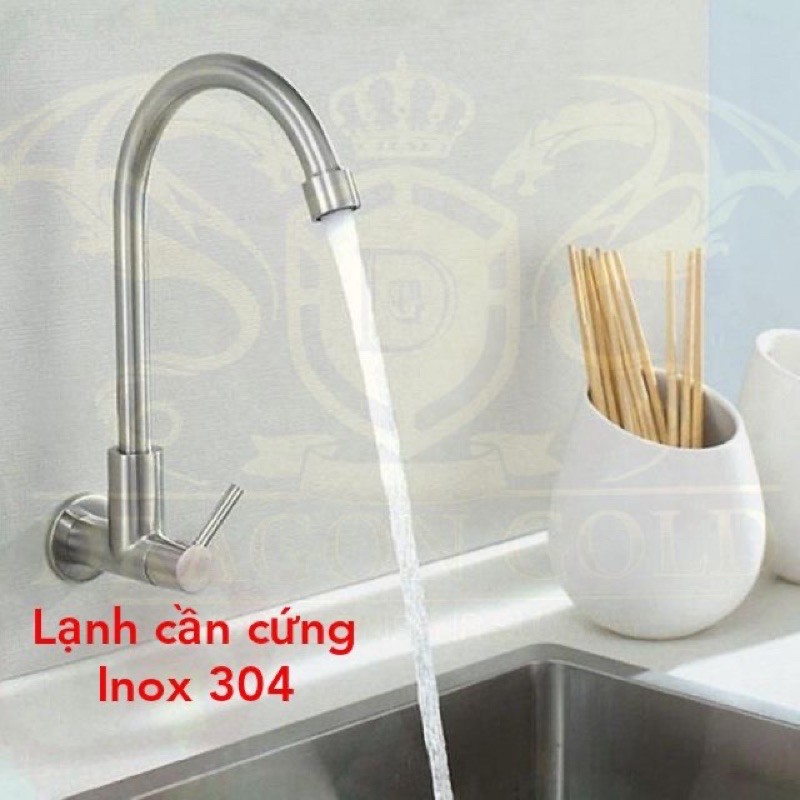 Vòi rửa bát cắm tường lạnh sus 304 kèm băng tan 10m