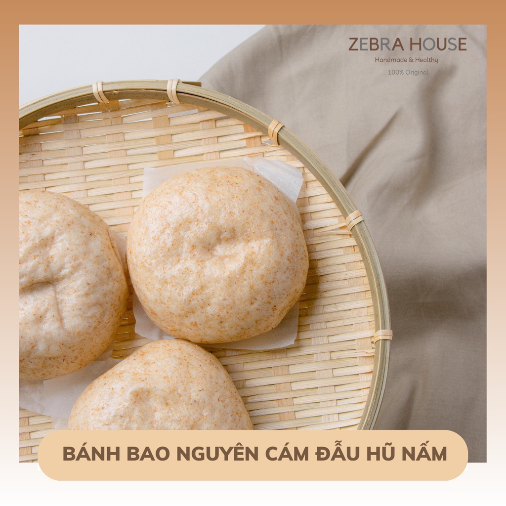 Bánh Bao Nguyên Cám Nhân Đậu Hũ Nấm Xé Sợi Set 5 Bánh