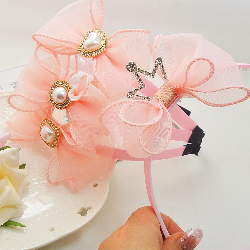 Kẹp Tóc Hình Vương Miện Đính Ngọc Trai Và Đá Xinh Xắn Cho Bé Gái