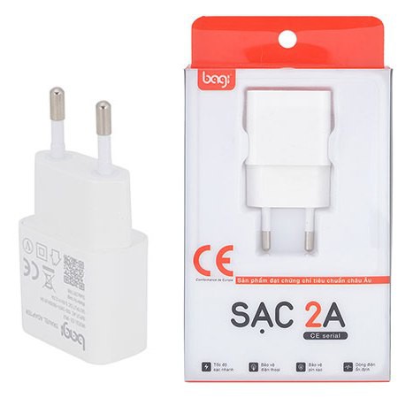 Củ Sạc Chính Hãng Bagi 5V - 2A - CE-M52 – Màu Trắng – Bảo Hành 12 Tháng 1 Đổi 1