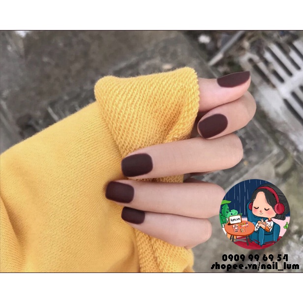 [ 720 1051 ĐỎ GỤ 720-33 ] Móng ĐƠN SẮC - Phom VUÔNG NGẮN - SƠN MỊN  [Tặng Miếng Dán Và Dụng Cụ] Lẻ