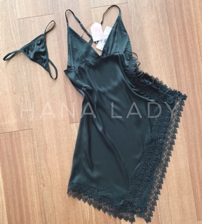Váy ngủ lụa phối ren chéo tà cao cấp VN407