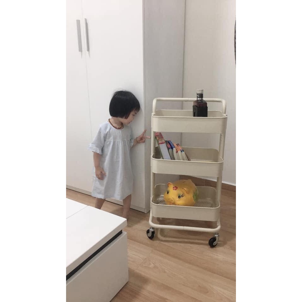 [CHÍNH HÃNG] KỆ SẮT ĐA NĂNG 3 TẦNG CÓ BÁNH XE IKEA ĐỰNG ĐỒ CHO BÉ