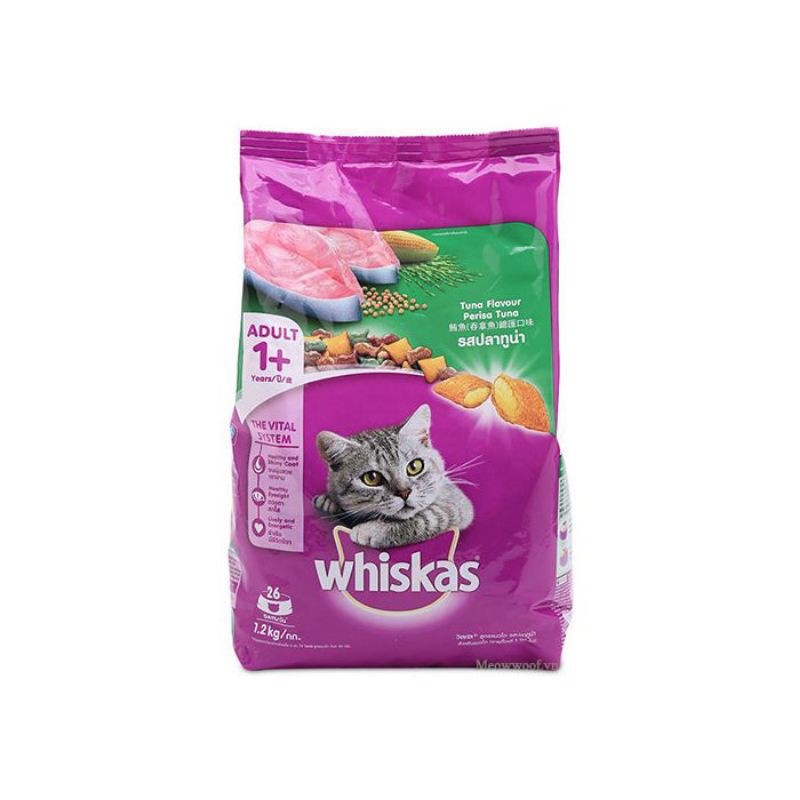 [Phân Phối Chính Hãng] Thức ăn hạt khô Whiskas cho mèo gói lớn 1,2 Kg