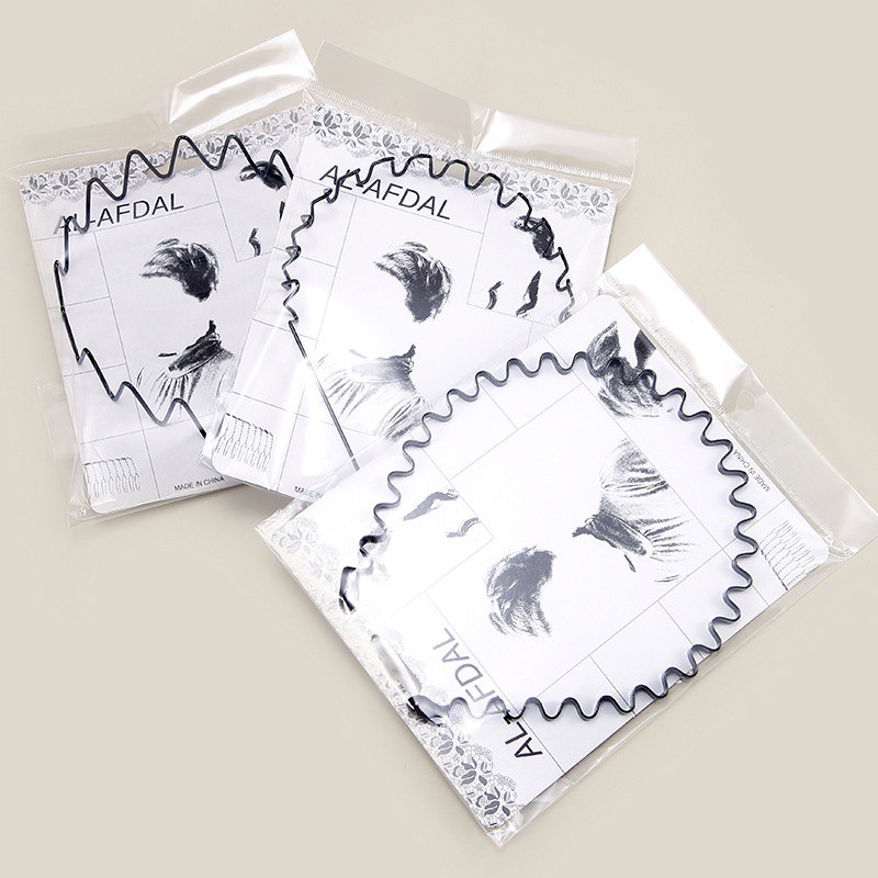 Băng đô cài tóc bằng kim loại màu đen hình gợn sóng chống trượt cho cả nam và nữ