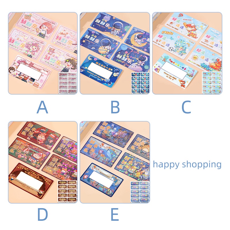 Set 20 Tấm Thẻ Cào Họa Tiết Hoạt Hình Dễ Thương Dành Cho Học Sinh