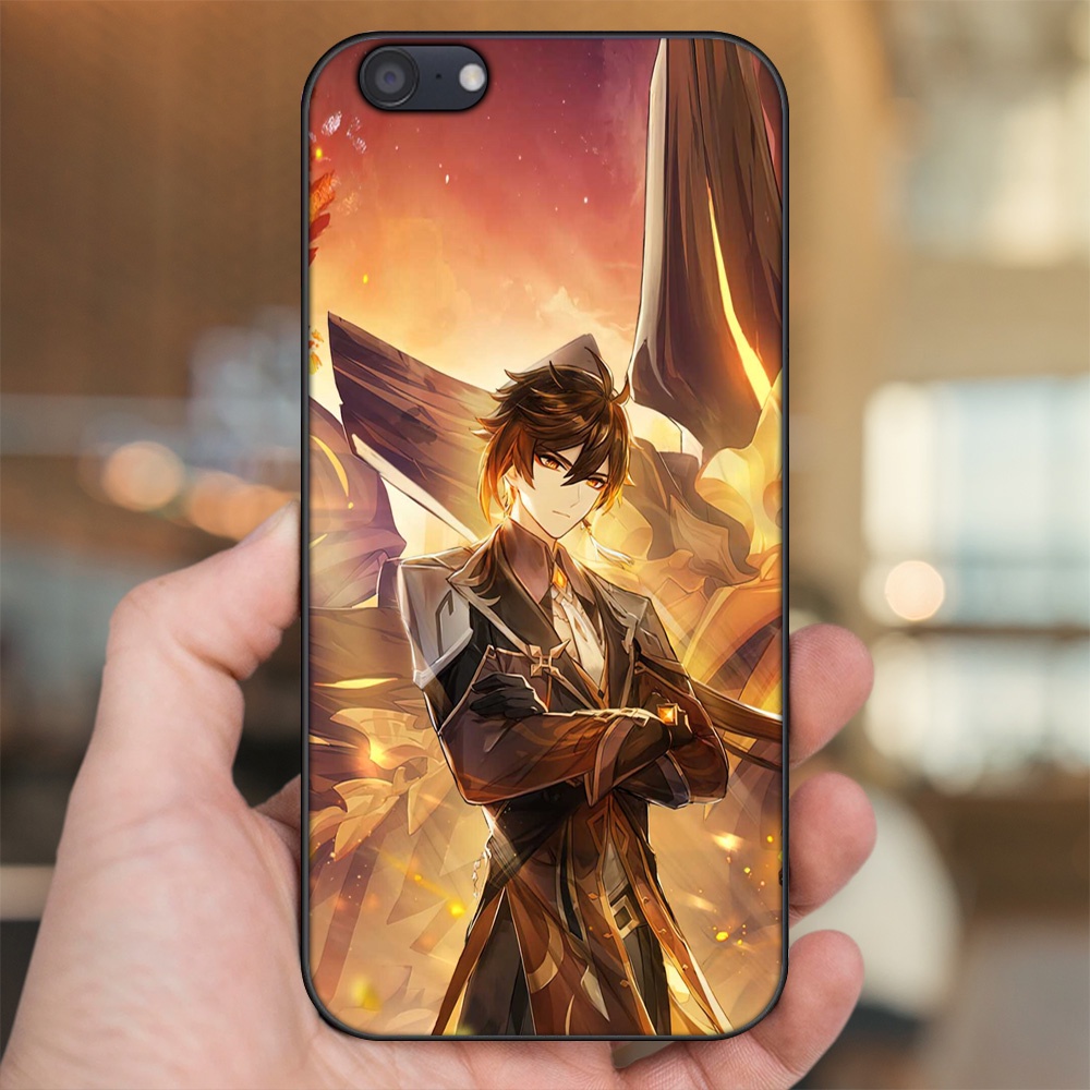 Ốp lưng Oppo A71 viền đen in hình Zhongli Genshin Impact