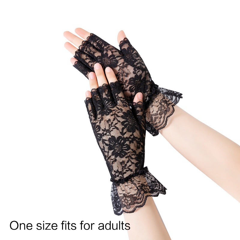 Găng Tay Lưới Trong Suốt Họa Tiết Hoa Thời Trang Cho Cô Dâu