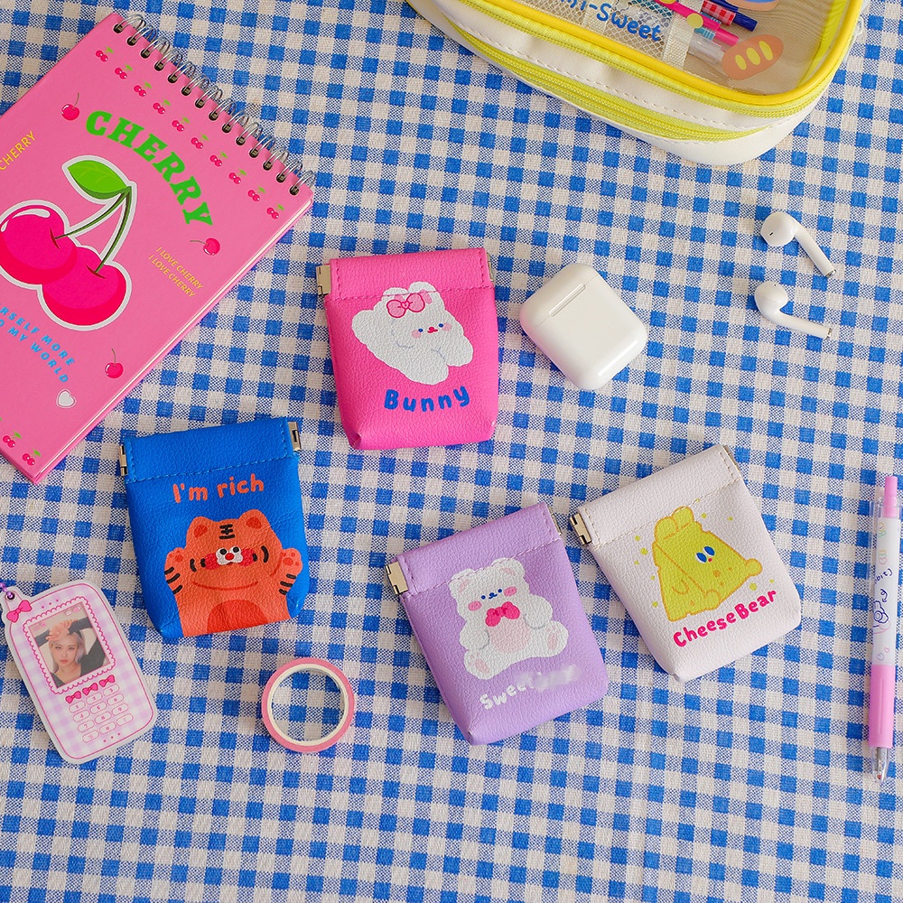 Ví Đựng Tiền Xu Bằng Da PU Hình Thỏ Đáng Yêu