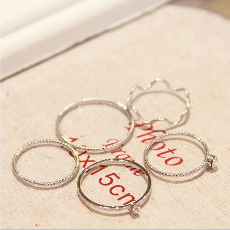 Fashionable Women's Metallic Gemstone Ring Set