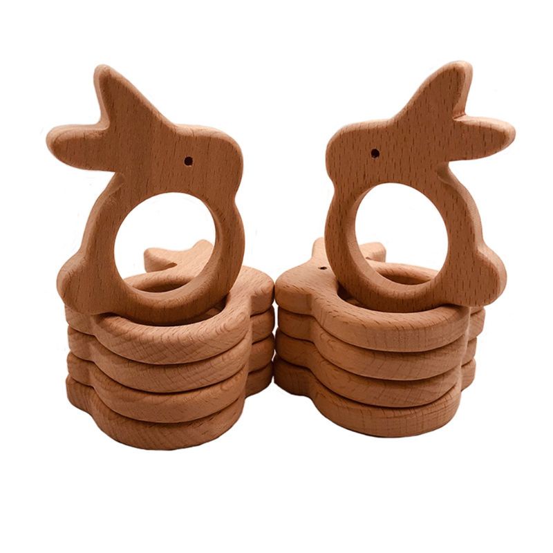 Đồ Chơi Nhai Gặm Bằng Gỗ Sồi Mềm Mại Hình Thỏ Dễ Thương Dành Cho Bé