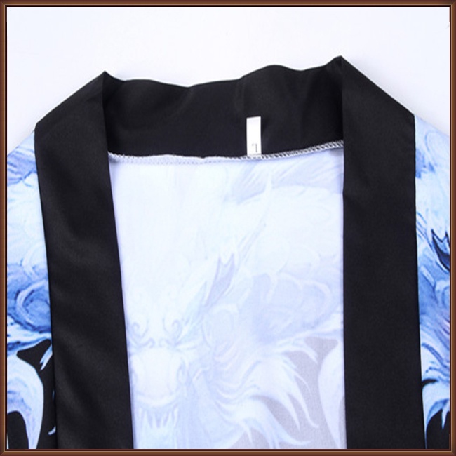 Áo Khoác Kimono Tay 3/4 Dáng Rộng In Hình Rồng Trung Hoa Dành Cho Nam Và Nữ