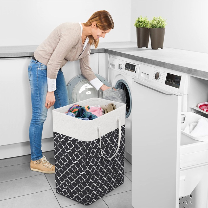Giỏ Đựng Đồ Dơ Bằng Vải Họa Tiết In Có Thể Gấp Gọn Tiện Dụng