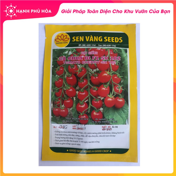 Hạt Giống Cà Chua Bi Đỏ F1 Sen Vàng 102 0.1g/Gói- Năng Suất Cao, Kháng Bênh Tốt, Ăn Ngon Ngot, Tốt Cho Sức Khoẻ