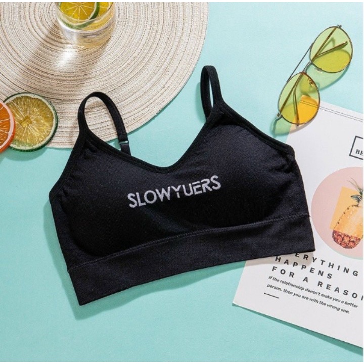 Áo Bra 2 dây có mút ngực chất thun Gân Len dày dặn co giãn 4 chiều cam kết hàng y hình