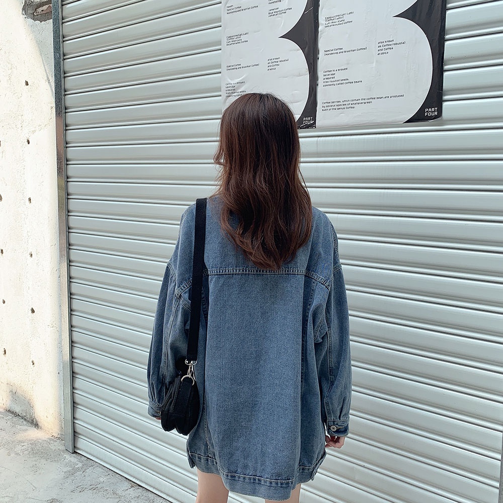 Áo jeans nữ Hàn Quốc form rộng mùa xuân, Áo khoác bò nữ denim siêu xinh