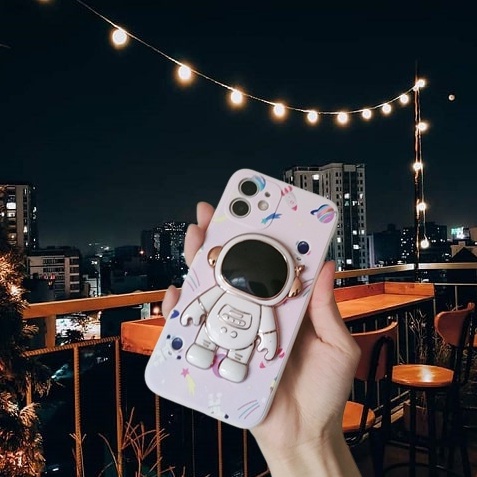 Ốp lưng iphone Hình Phi Hành Gia tặng kèm Iring phi hành gia cho iphone 11 12 pro max 13 pro 6 7plus 8plus xr xsmax x