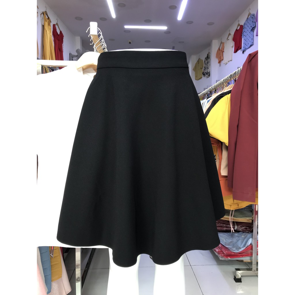 Chân váy xòe công sở HATOP vải tuyết mưa loại 1 màu đen CVXD007