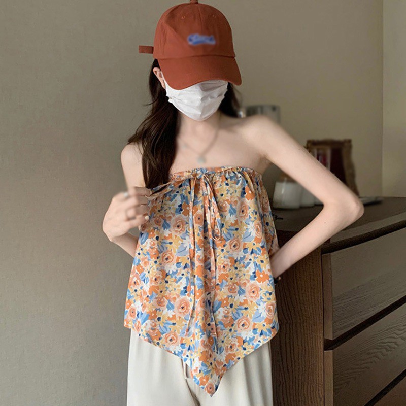 Áo Croptop Hai Dây Hở Lưng In Họa Tiết Hoa Phong Cách Hàn Quốc Ngọt Ngào Cho Nữ | BigBuy360 - bigbuy360.vn