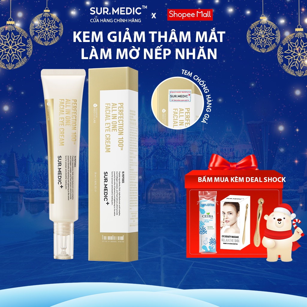 Kem Giảm Thâm Mắt Xoá Mờ Nếp Nhăn SURMEDIC Perfection 100tm All In One Facial Eye Cream 35ml