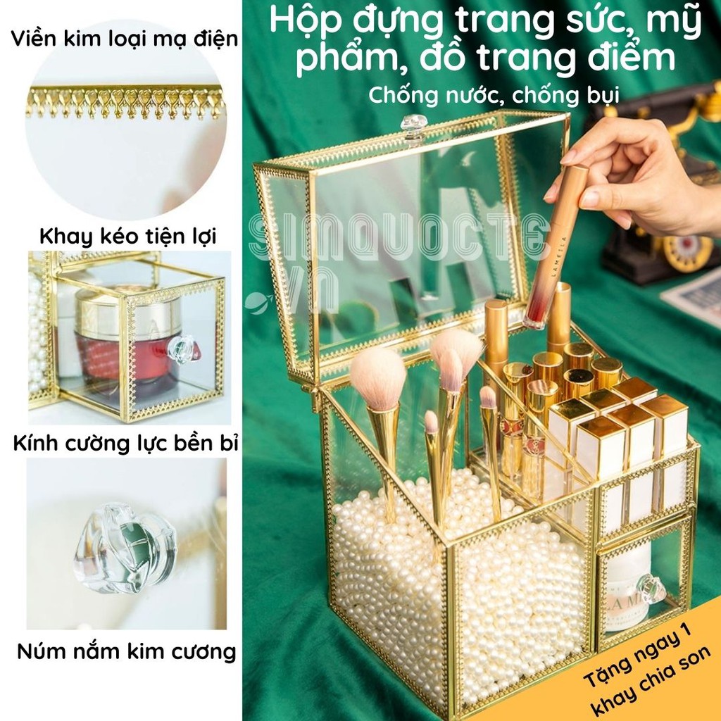 Kệ đựng mỹ phẩm trang sức viền kim loại cao cấp HKL4