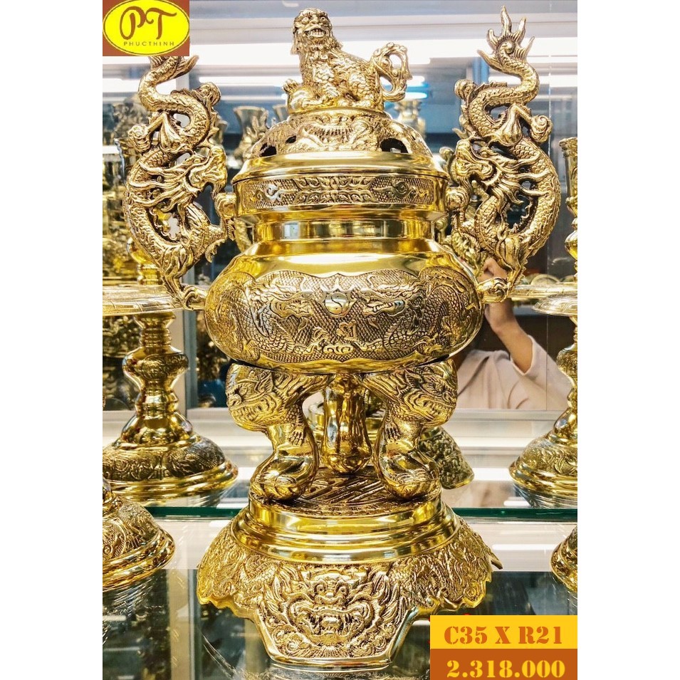 Đỉnh lư thờ cúng bằng đồng - 25cm/30cm/35cm/40cm