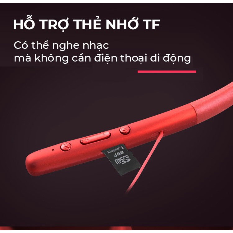 Tai Nghe Bluetooth Quàng Cổ H700 Pin Cực Trâu Cam Kết 6-8 H Nghe, Chống Nước, Hỗ Trợ Thẻ Nhớ, Chống Ồn