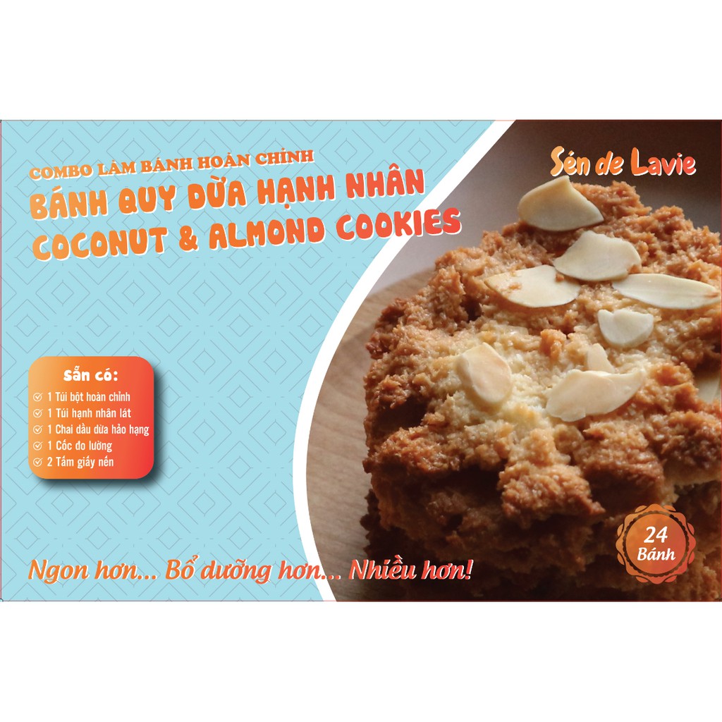 Combo Làm Bánh Bánh Quy Dừa Hạnh Nhân - Almond & Coconut Cookies - Sén de Lavie