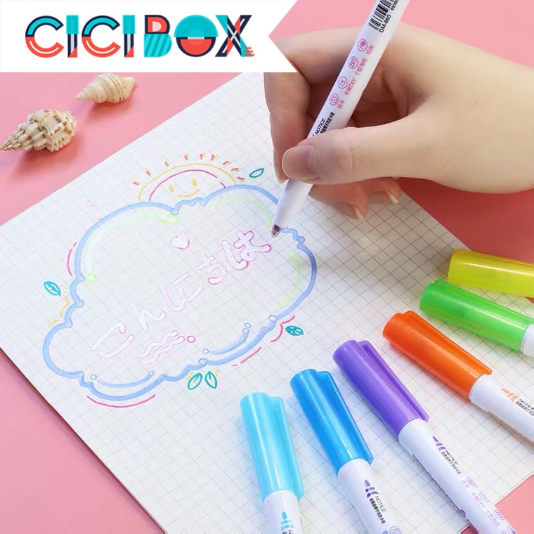 Bút nhũ ghi chú meili liner màu ánh nhũ dùng vẽ nghệ thuật, Bộ bút Highlight phong cách độc đáo CICIBOX
