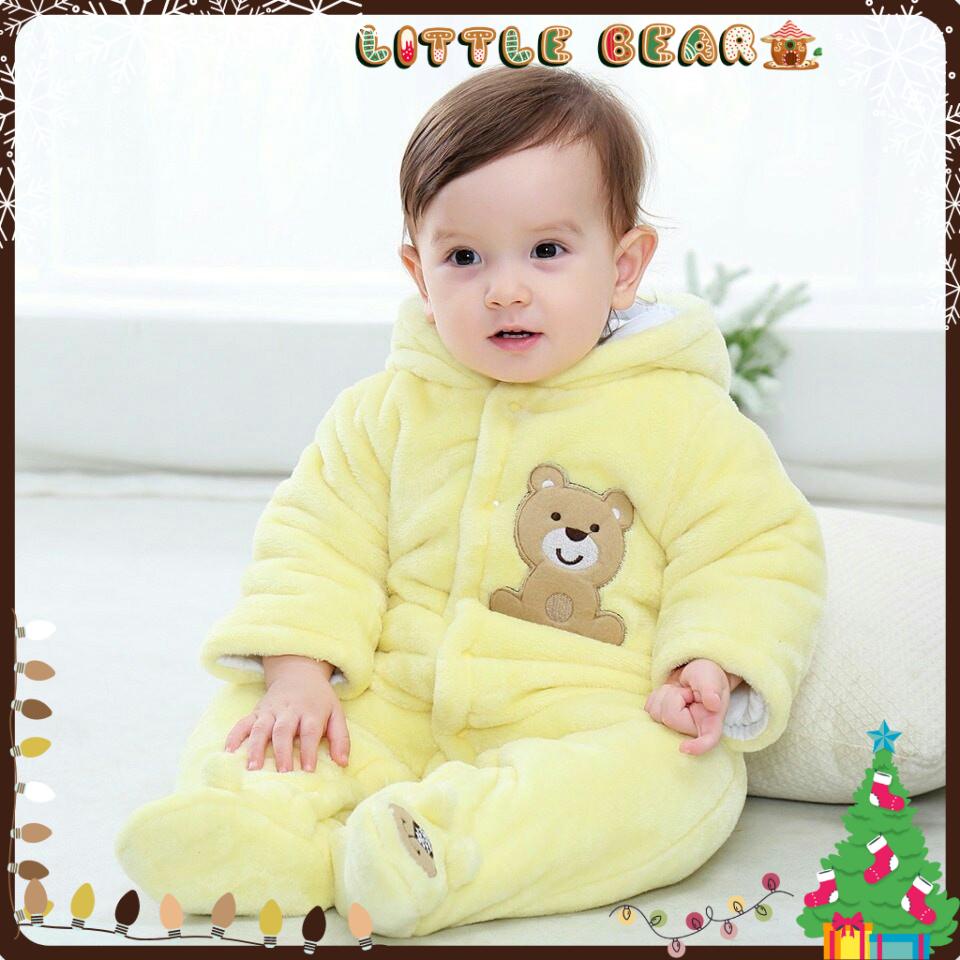 Bộ Ủ Toàn Thân Bông Liền Tất Dày Dặn Cho Bé 0-12 Tháng - Little Bear