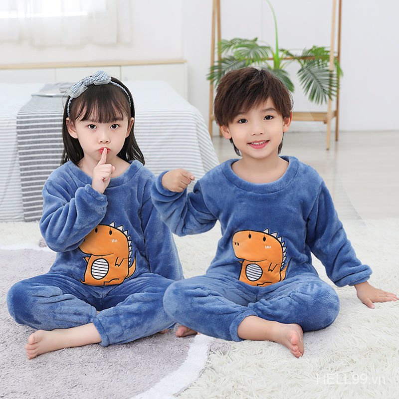 Bộ đồ ngủ vải flannel lông cừu giữ ấm mùa đông xinh xắn cho bé