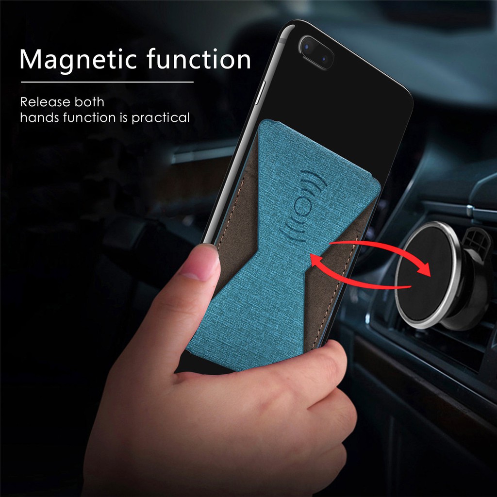 Multi-angle Invisible Phone Holder Slim Magnetic Car Holder Sticker Wallet Card Slots Phone Back Sticker For  cell phone