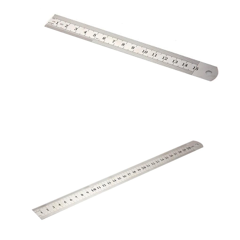 Thước Kẻ Bằng Thép Không Gỉ Hai Mặt 15cm / 30cm Tiện Dụng Cho Học Sinh / Văn Phòng