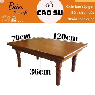 Bàn gỗ xếp gọn chân tiện 120x70x36cm (Vàng cánh gián)