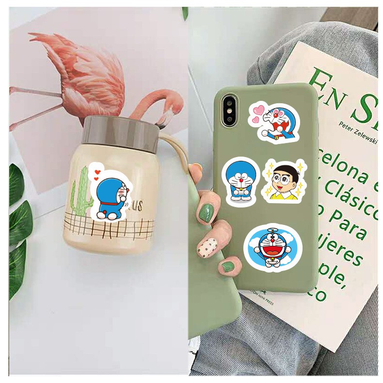 Set 40 miếng dán trang trí chống thấm nước họa tiết theo chủ đề phim Doraemon