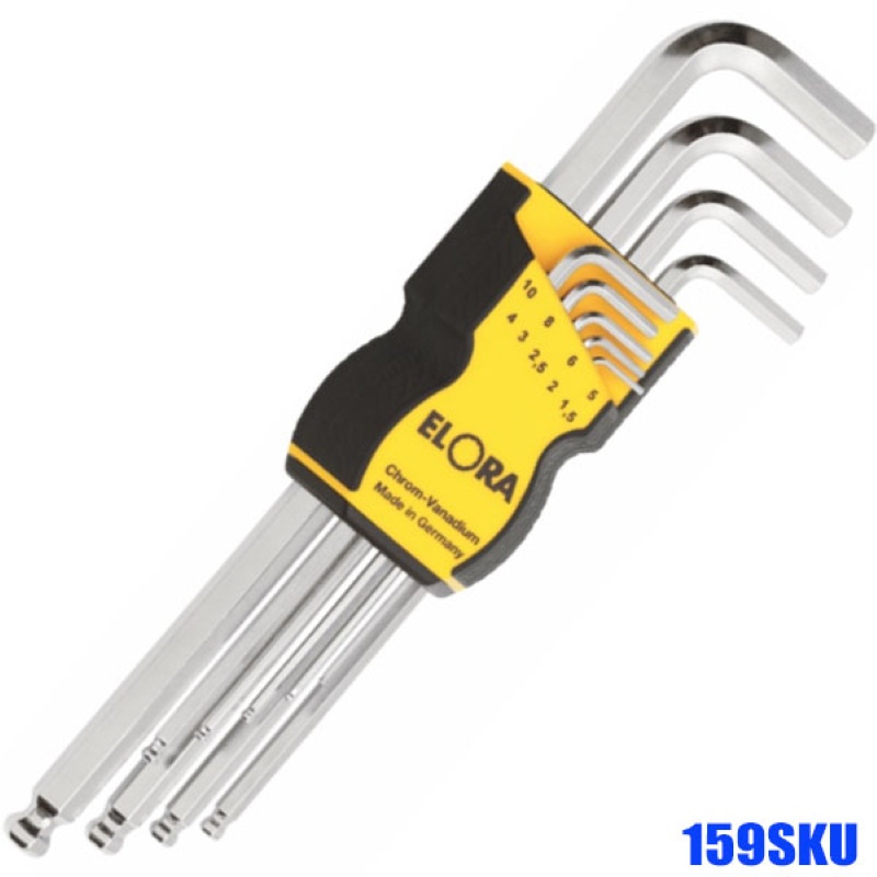 Bộ lục giác đầu bi 9 cây 1.5 đến 10mm, Elora 159SKU. Sản xuất tại Đức