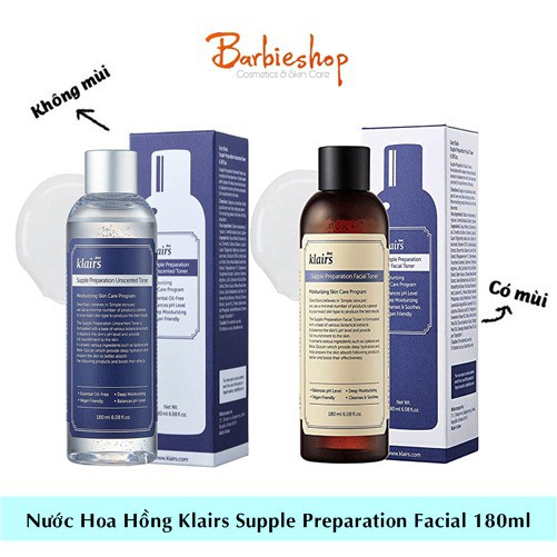 Nước Hoa Hồng Klairs 180ml Supple Preparation Facial Toner có mùi+không mùi