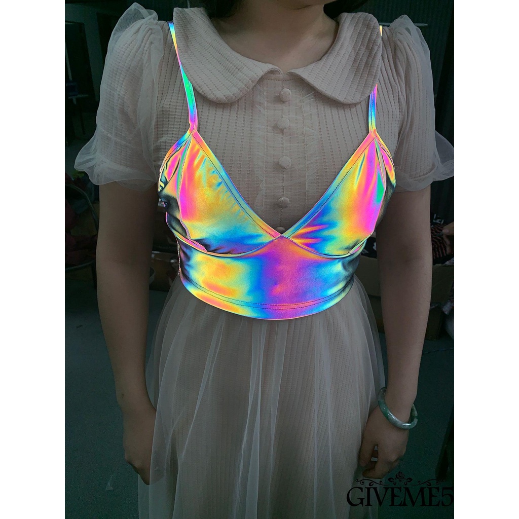 Áo croptop hai dây cổ v họa tiết nhiều màu sắc thời trang quyến rũ cho nữ